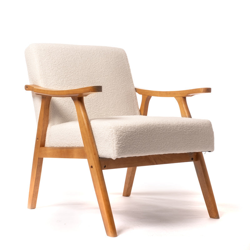 Cream Boucle Flat Arm Chair